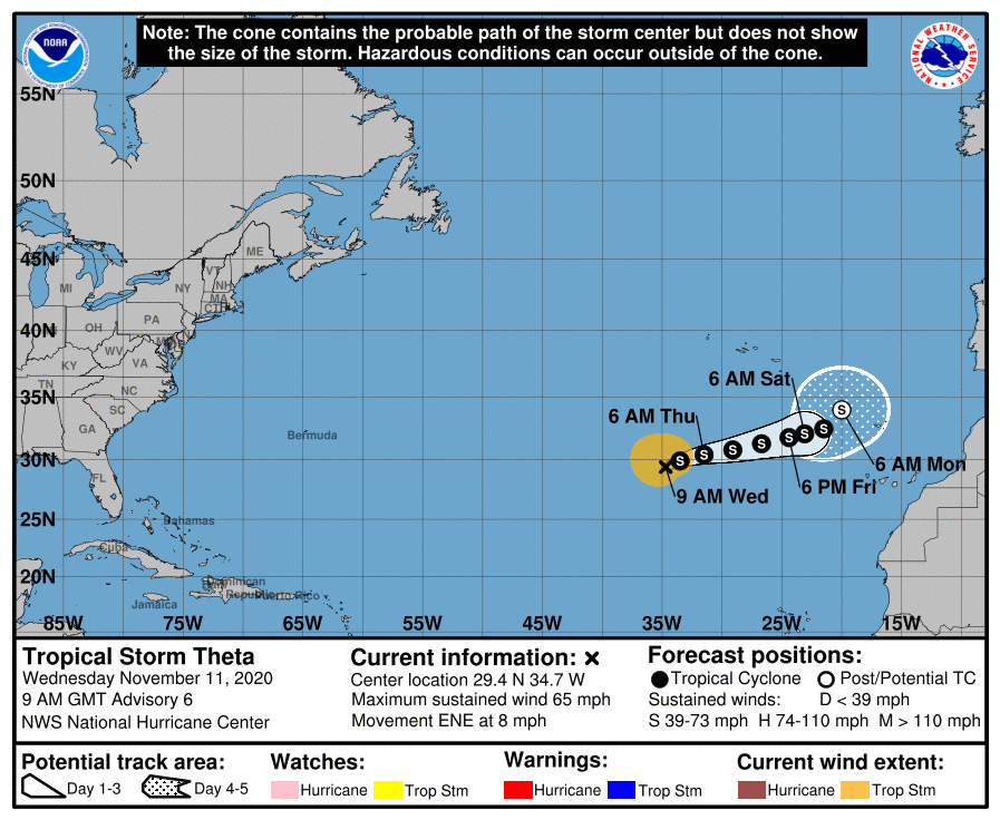 Prognoza aktywności burz tropikalnych i huraganów na Atlantyku. źródło: NHC
