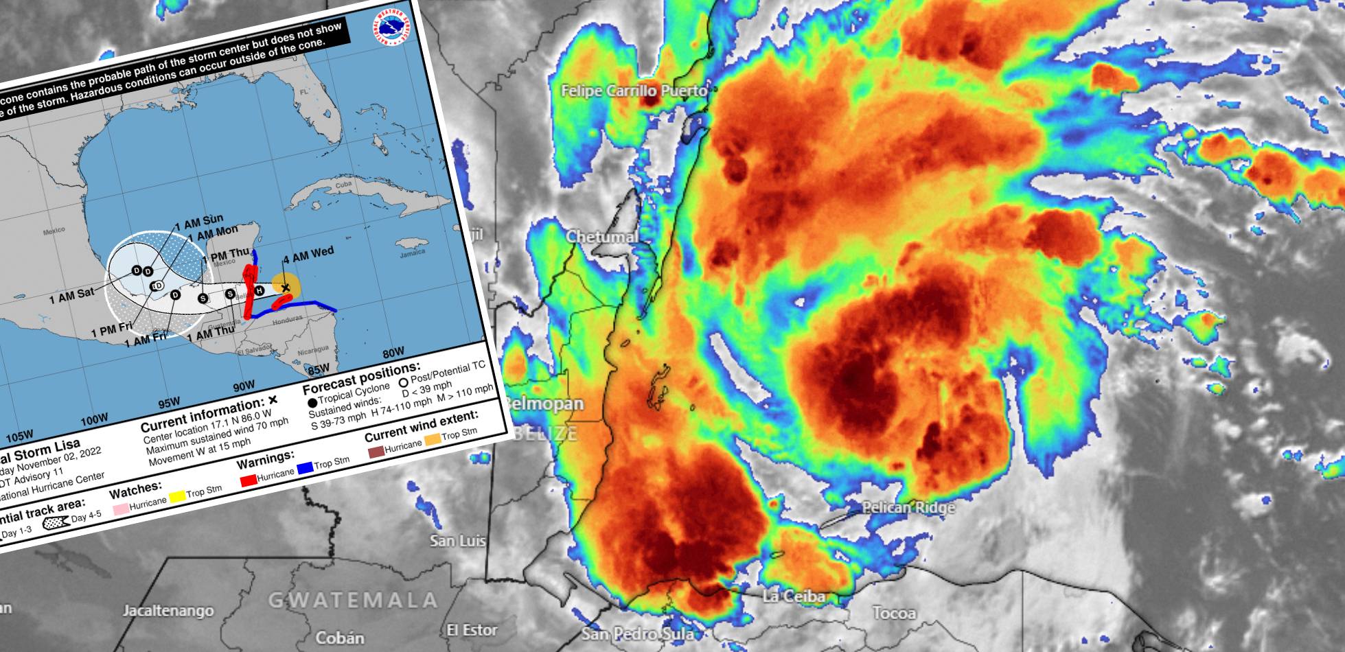 Huragan Lisa uderzy w Belize. Wiatr może osiągnąć 140 km/h
