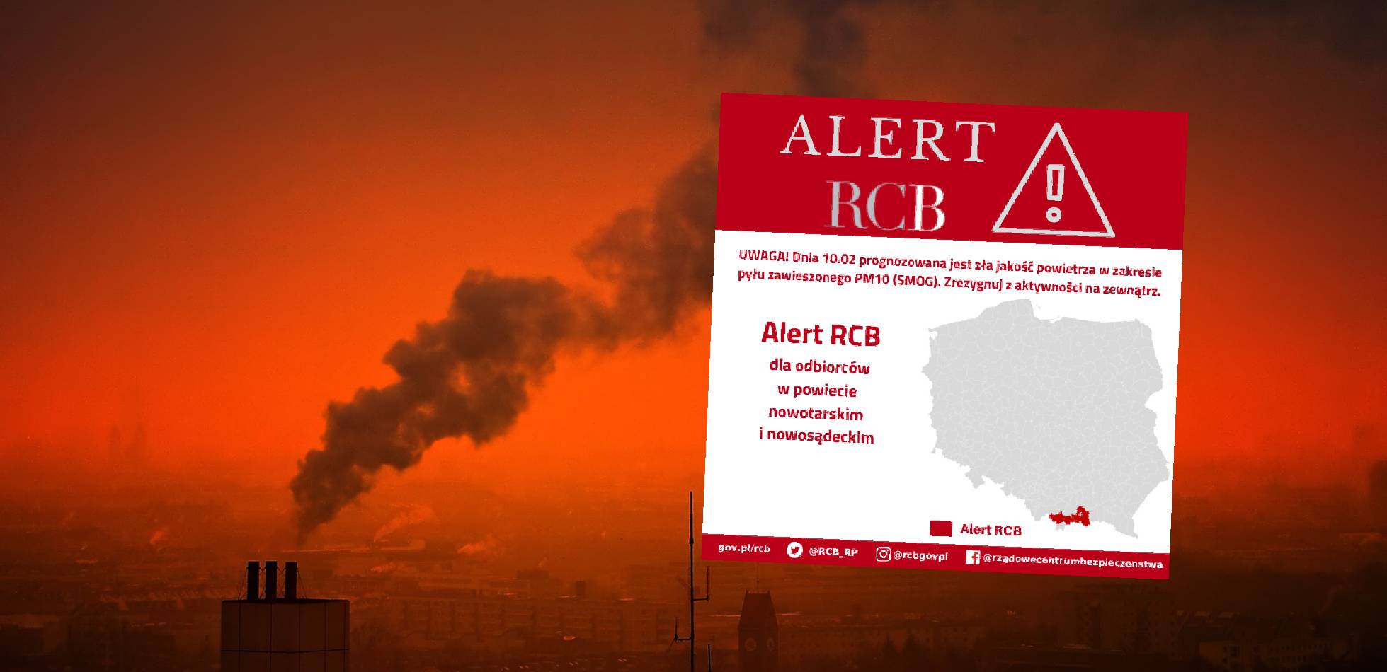 Kolejny alert RCB przed smogiem dla południowej Polski