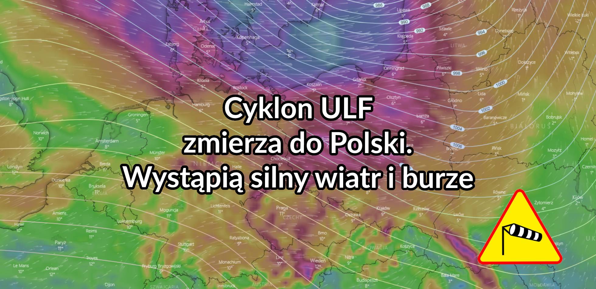 Cyklon ULF zmierza do Polski. Wiatr w porywach osiągnie 110-120 km/h